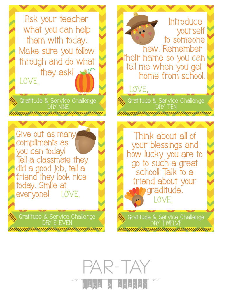 Thanksgiving lunchbox challenge cards, leave one in your kids lunch each day leading up to thanksgiving break! 