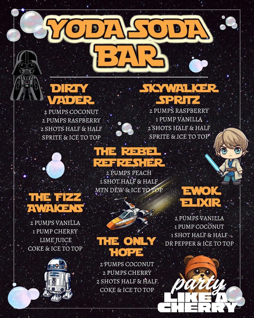 Yoda Soda Bar menu printable